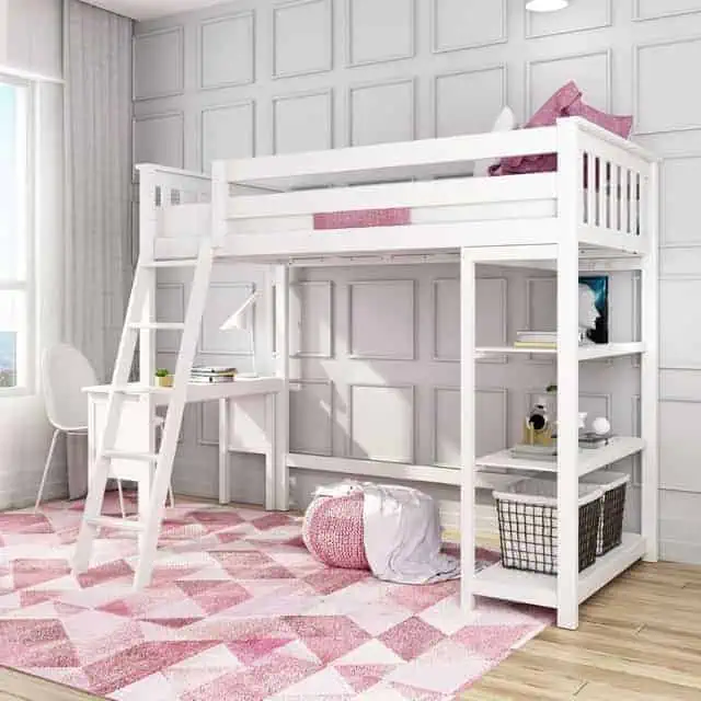 Max-&-Lily-Twin-High-Loft-Bed-with-Bookcase-and-Desk Medium