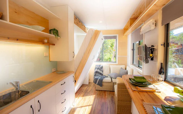 a murphy bed in a tiny house
