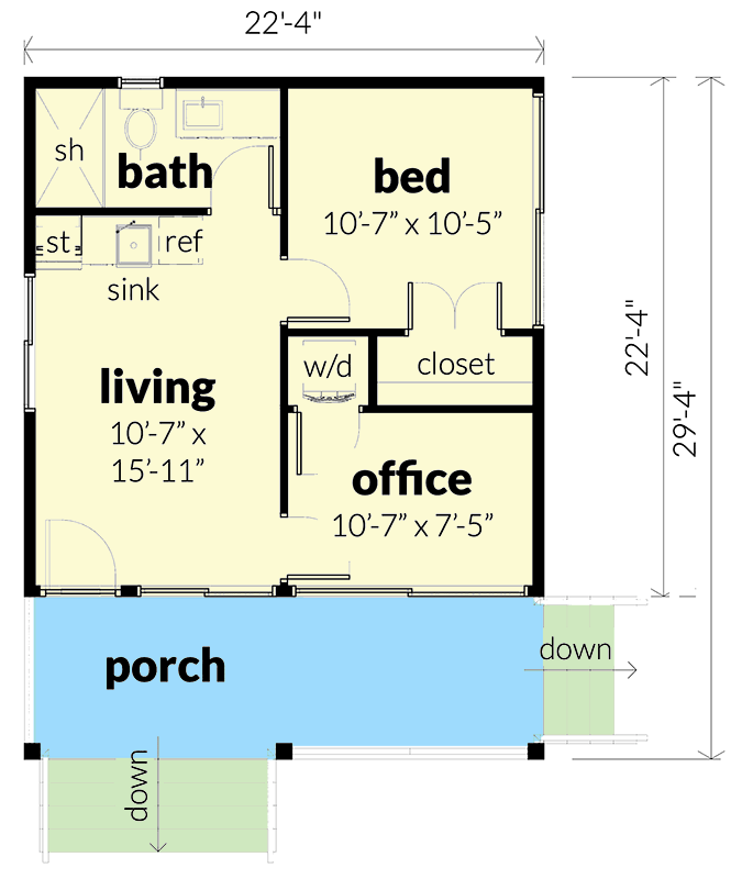 AD 499 ADU with office floor plan