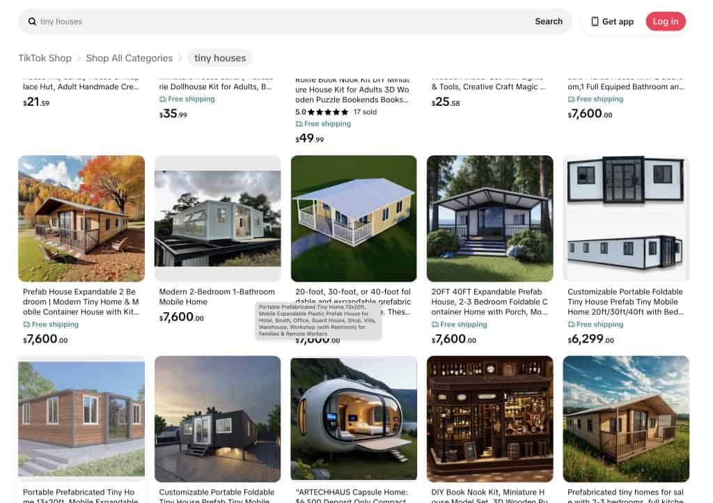 tiny houses for sale on tik tok