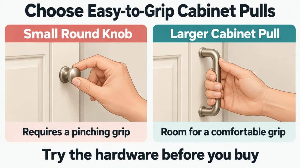 10 EASY ADU DESIGN IDEAS FOR AGING IN PLACE - IN CASE YOU NEED IT ONE DAY 32 Choosing easy-grip cabinet pulls