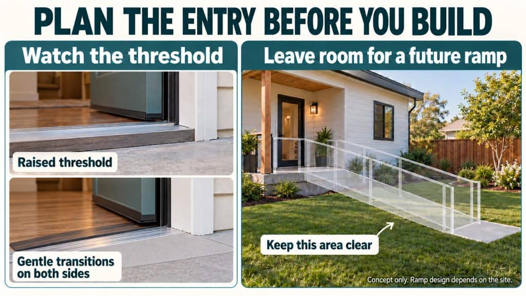 10 EASY ADU DESIGN IDEAS FOR AGING IN PLACE - IN CASE YOU NEED IT ONE DAY 4 Raised threshold and ramp for aging in place in an adu