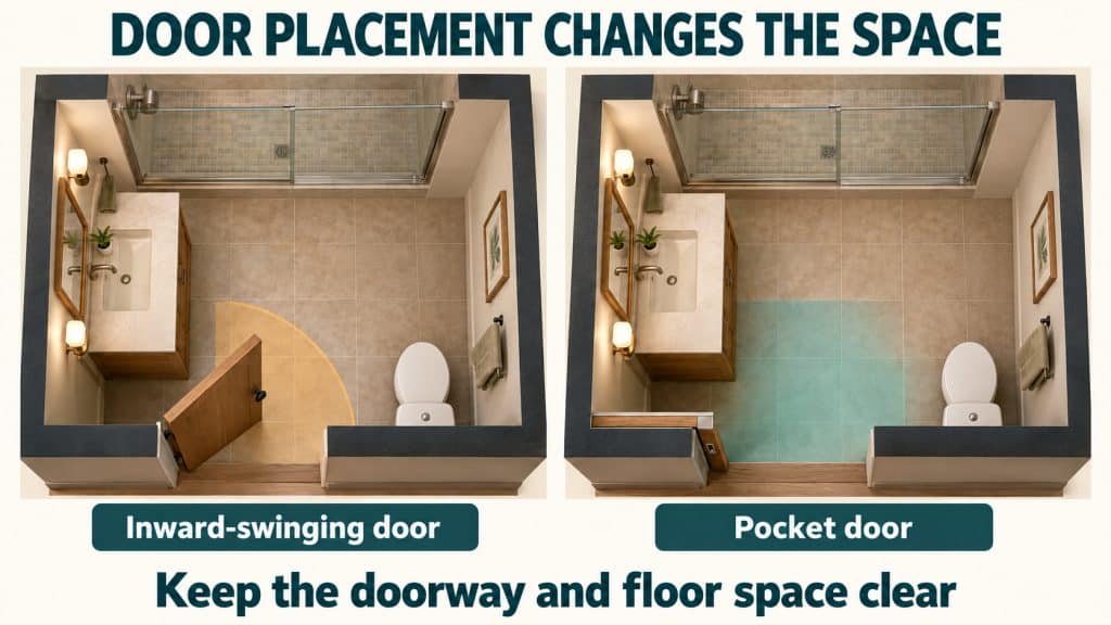 10 EASY ADU DESIGN IDEAS FOR AGING IN PLACE - IN CASE YOU NEED IT ONE DAY 21 door opening into bathroom