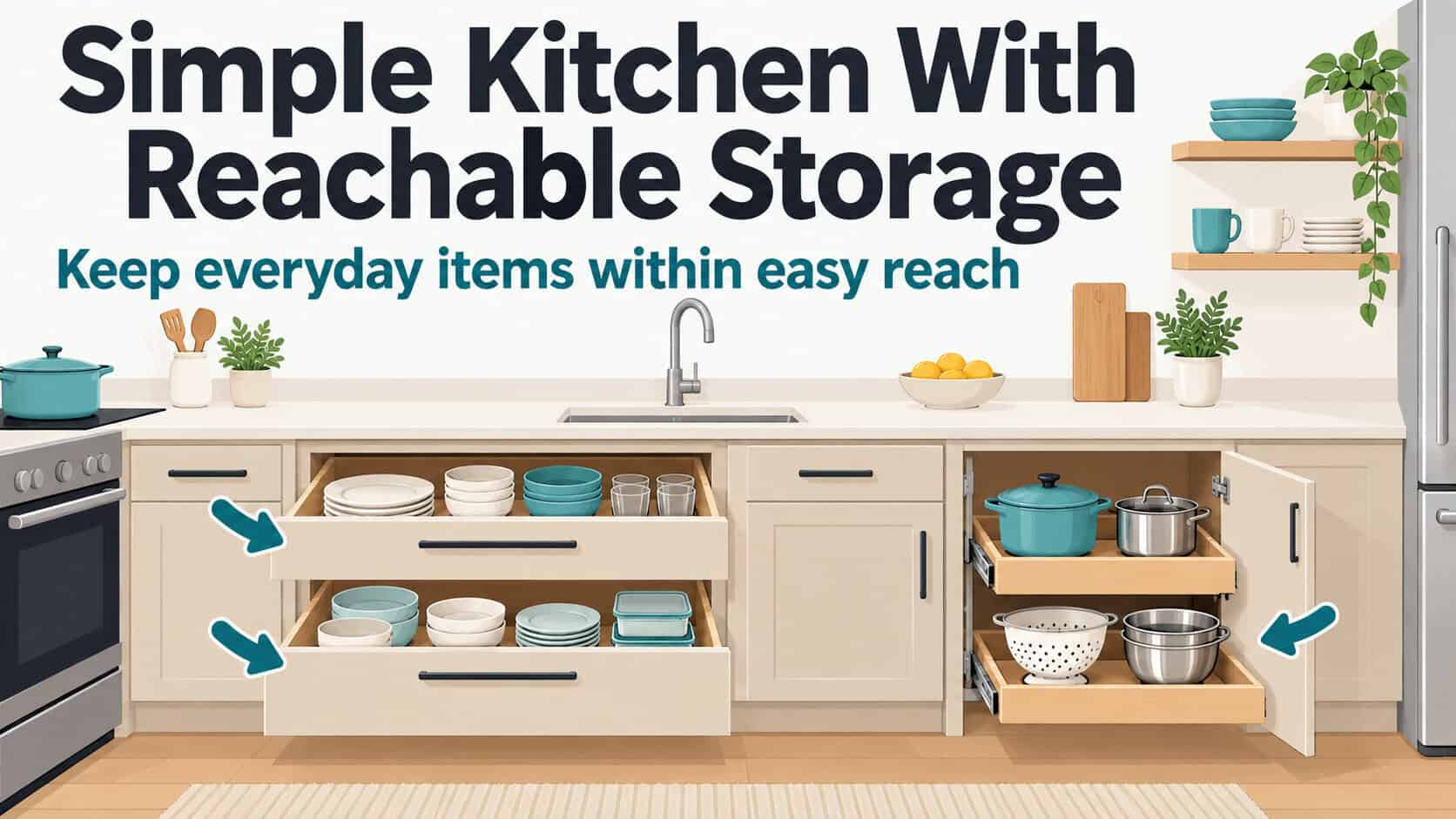10 EASY ADU DESIGN IDEAS FOR AGING IN PLACE - IN CASE YOU NEED IT ONE DAY 24 kitchen with reachable storage