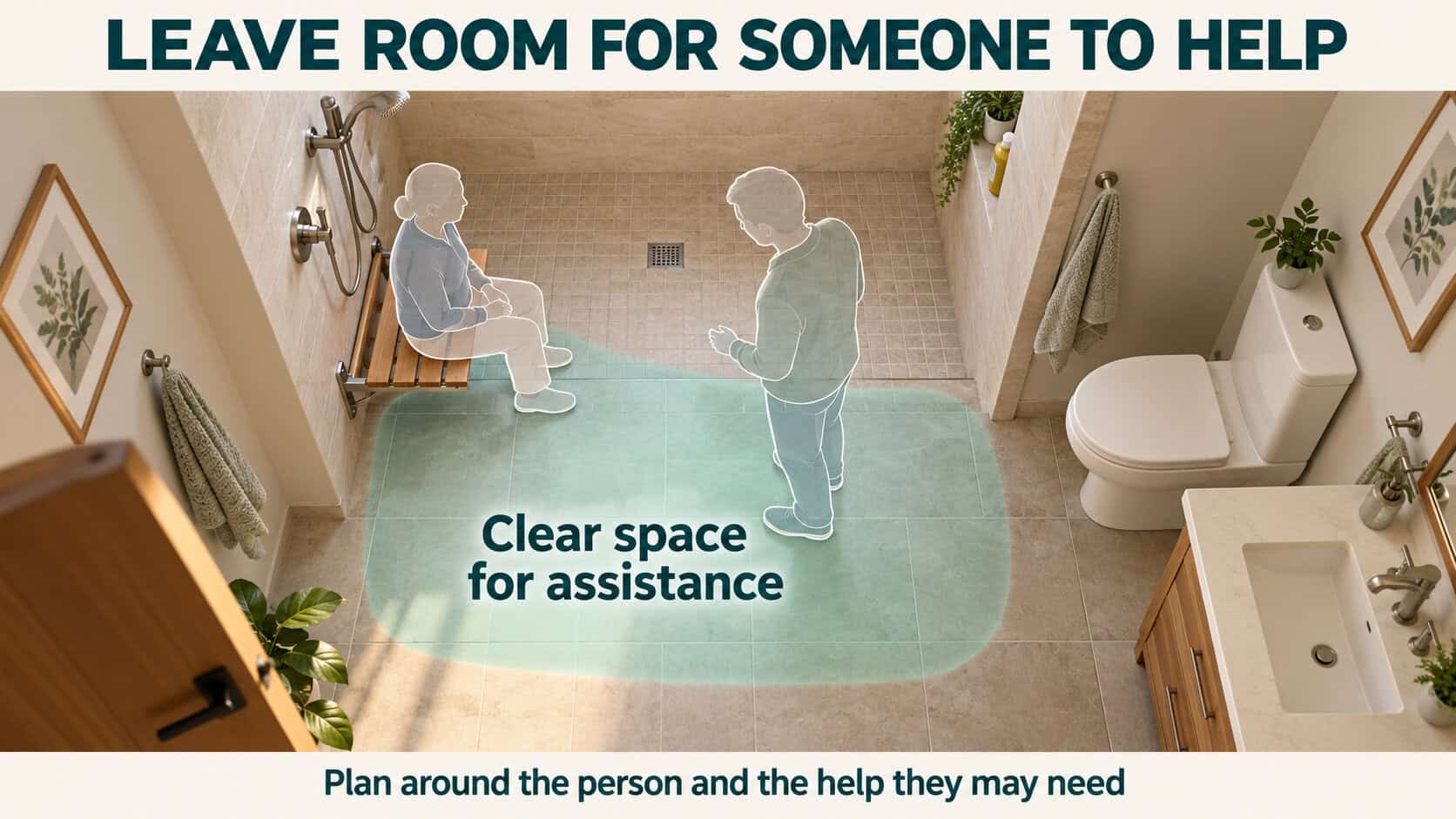 10 EASY ADU DESIGN IDEAS FOR AGING IN PLACE - IN CASE YOU NEED IT ONE DAY 18 space for someone to help in shower